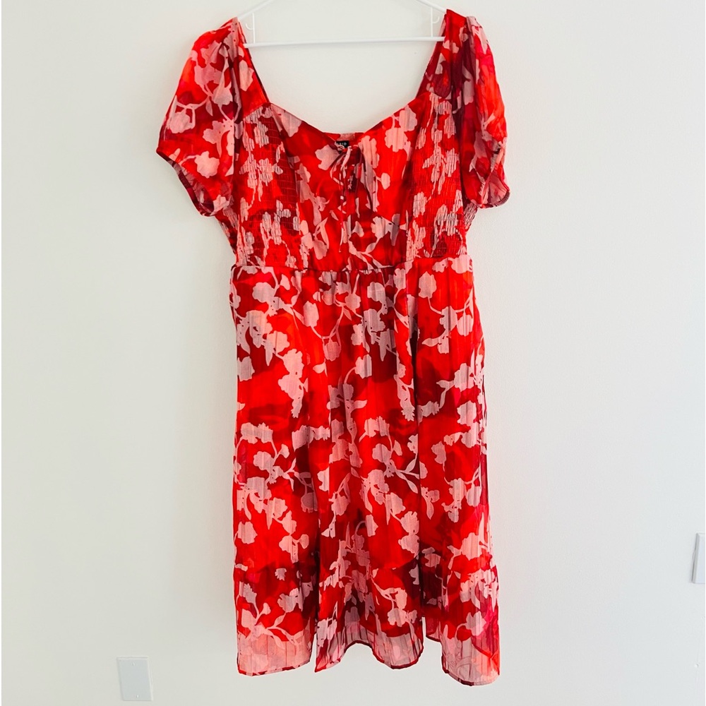 Torrid Red and White Floral Midi Dress
